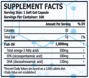 PROSCIENCE NUTRA ULTRA PURE FISH OIL OMEGA-3 1000MG 100 SOFTGELS